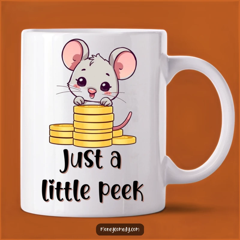 Funny Shy Mouse Mug: Peeking Coin Character, Adorable Saver Gift Idea