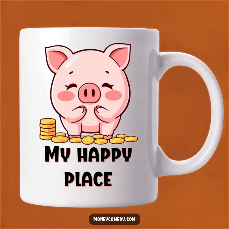 Funny Piggy Bank Mug: Happy Saver Character Counting Coins, Perfect Humorous Gift