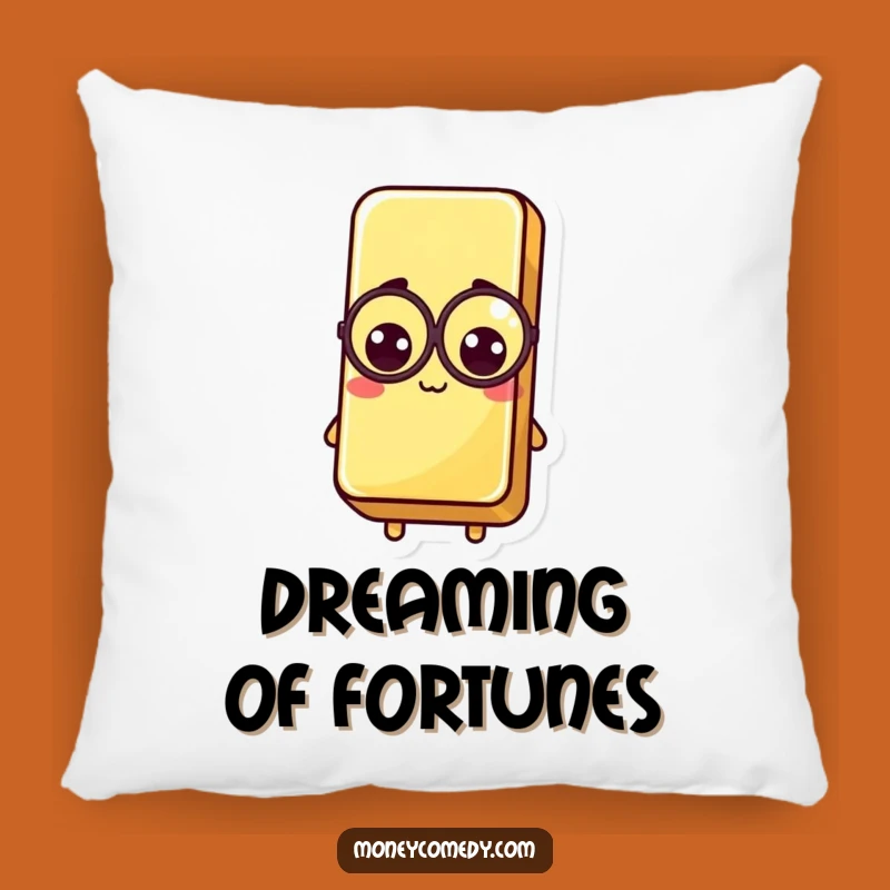 Soft Funny Kawaii Gold Bar Pillow: Monocle Comfort for Luxury Lovers