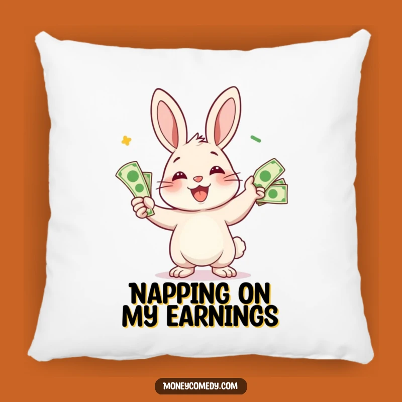 Funny Rabbit Pillow: Smiling Money Juggler, Hilarious Home Accent, Perfect Gift