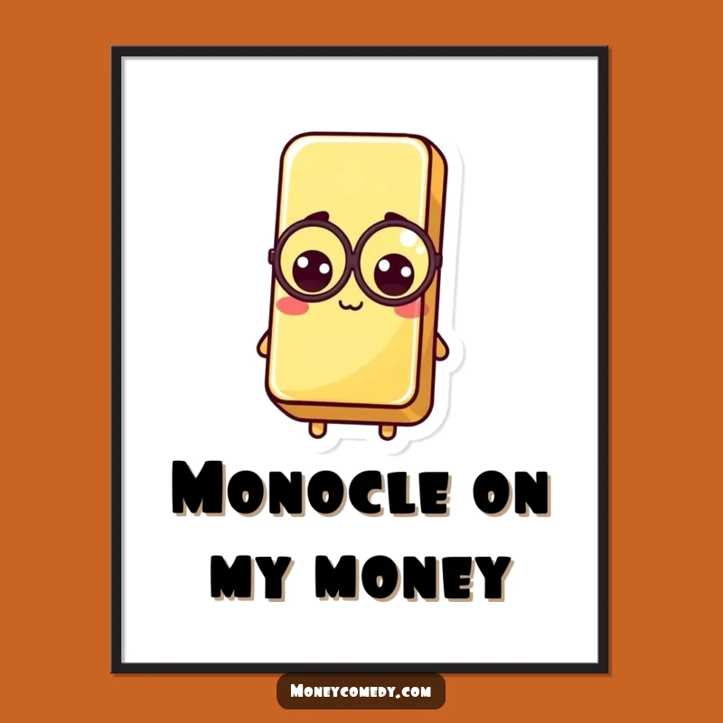 Instant Funny Kawaii Gold Bar Digital Art: Monocle Print