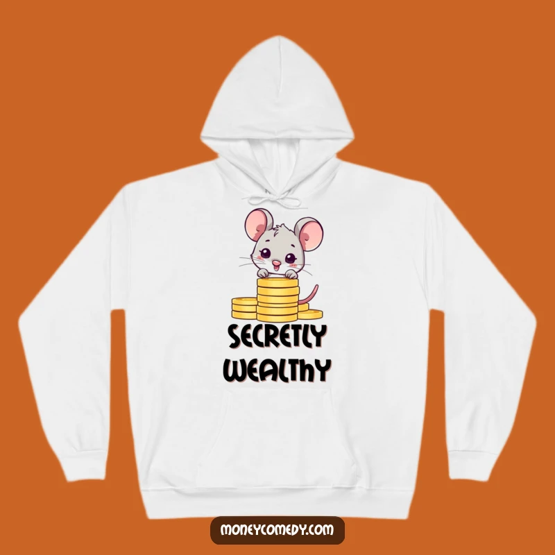 Funny Shy Mouse Hoodie: Peeking Coin Character, Cozy Saver Wear, Hilarious Gift