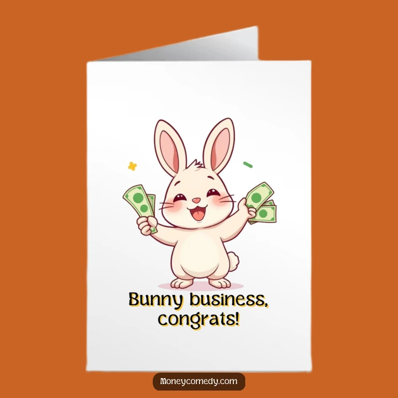 Free Printable Rabbit Congrats Card: Money Juggler Funny Downloadable Greeting for Big Earners