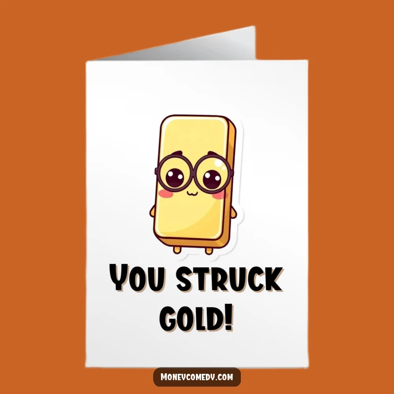 Free Printable Congrats Card: Humorous Gold Bar Monocle, Perfect Downloadable Gift