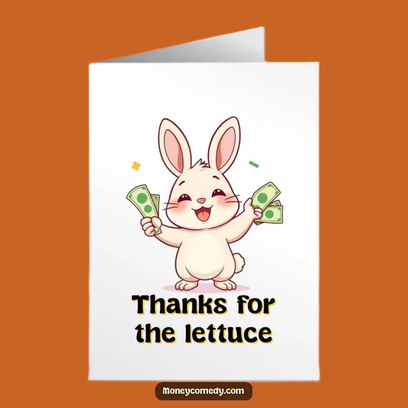 Free Printable Rabbit Thank You Card: Money Juggler Funny Downloadable Note for Appreciation