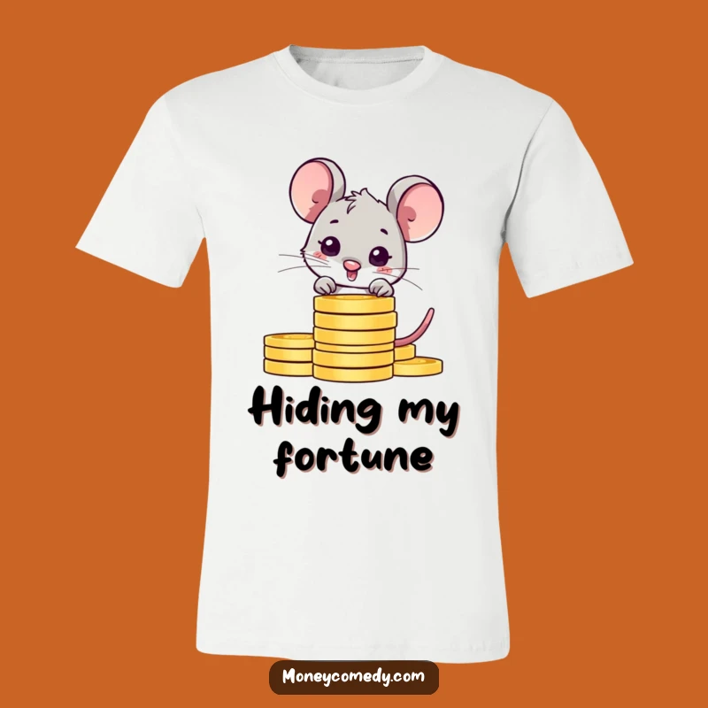 Funny Shy Mouse T-Shirt: Peeking Coin Saver Character, Hilarious Hidden Treasure Tee